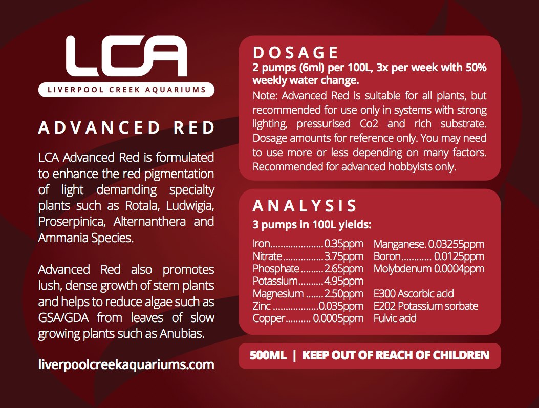 LCA Advanced Red 500ml - Nature Aquariums