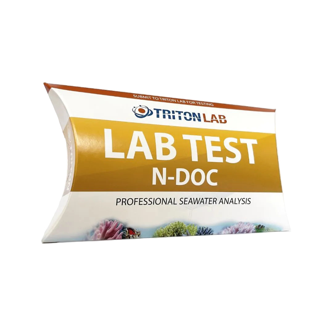 A package of Triton Lab N-Doc Organics with a white and gold color scheme, indicating it is a product for professional sea water analysis.