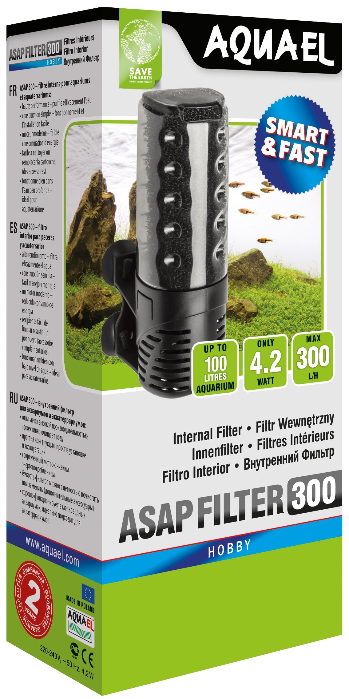 AQUAEL - Turbo Filtro 500 – 500 L/H - filtro interno