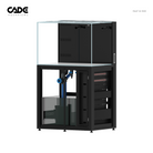 Aquarium with black frame and clear front panel on a white background, featuring the CADE Aquarius brand.