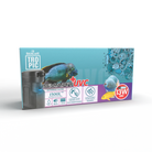 A retail box for a Bisscale Tropic UVC Intelligent Filter 1500L, 13W, shown on a clean white background with a soft shadow. The packaging features a light blue and purple design with illustrations of tropical fish and a depiction of the black filter unit.