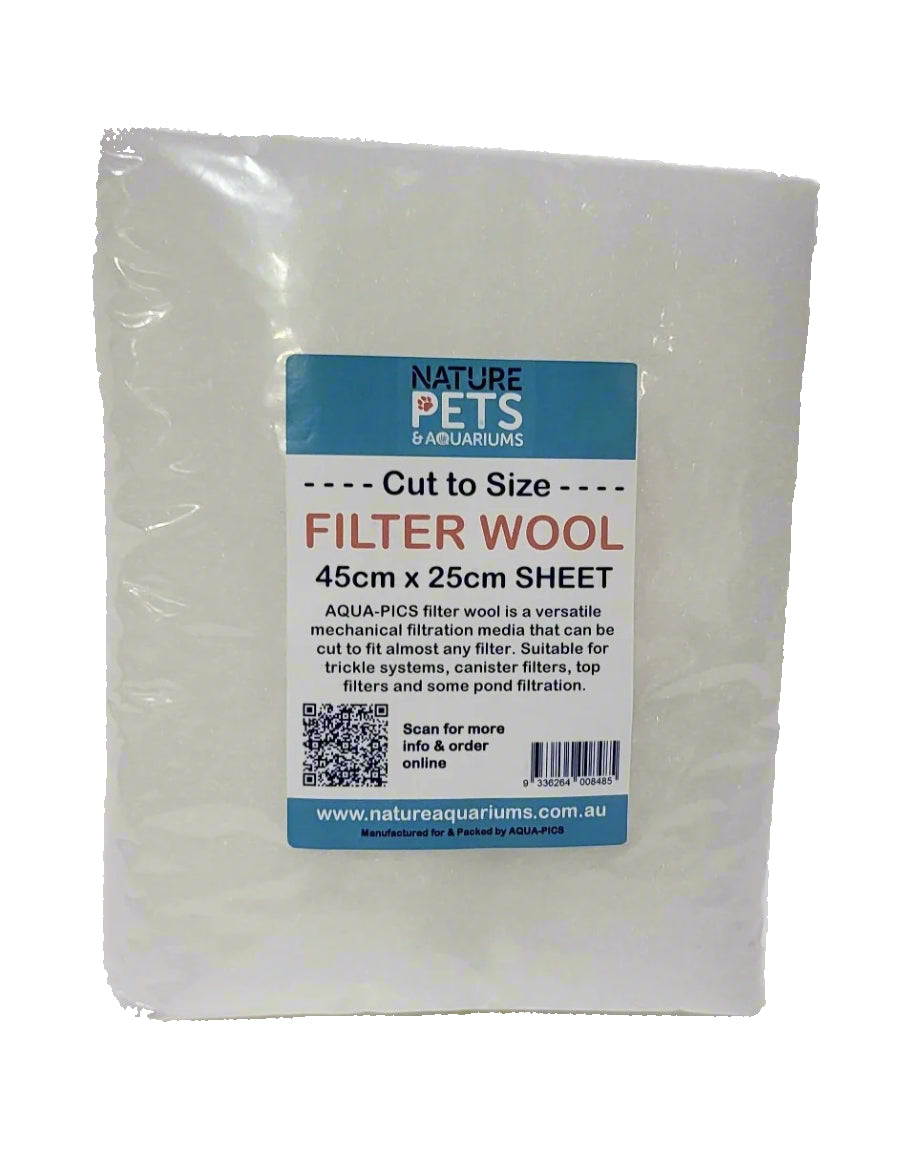 Packaged filter wool with Nature Pets Aquaria label on a white background